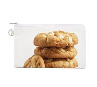 Jubonexis Canvas Wallet Bag,White Chocolate Chip Cookie Stack Print Coin Purse, Zipper Change Purse,Small Cosmetic Bag