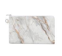 Jubonexis Canvas Wallet Bag,White Copper Gray Color Luxury Marble Print Coin Purse, Zipper Change Purse,Small Cosmetic Bag