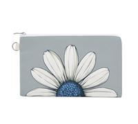 Jubonexis Canvas Wallet Bag,White Daisy with Blue Center Print Coin Purse, Zipper Change Purse,Small Cosmetic Bag