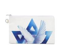 Jubonexis Canvas Wallet Bag,White Dove Flying Across The Star Minimalistic Print Coin Purse, Zipper Change Purse,Small Cosmetic Bag