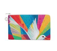 Jubonexis Canvas Wallet Bag,White Dove Holy Spirit Bright Colorful Modern Print Coin Purse, Zipper Change Purse,Small Cosmetic Bag
