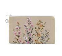 Jubonexis Canvas Wallet Bag,Wildflower Spring Floral Flowers Print Coin Purse, Zipper Change Purse,Small Cosmetic Bag