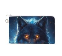 Jubonexis Canvas Wallet Bag,Wolf with Glowing Eyes Print Coin Purse, Zipper Change Purse,Small Cosmetic Bag