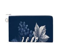 Jubonexis Canvas Wallet Bag,Word Hello Maple Leaves on Navy Blue Print Coin Purse, Zipper Change Purse,Small Cosmetic Bag