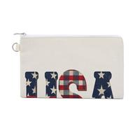 Jubonexis Canvas Wallet Bag,Word USA Stars Pattern Print Coin Purse, Zipper Change Purse,Small Cosmetic Bag