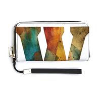 Jubonexis Capital Letter W Colorful PU Leather Clutch Long Bifold Wallet, Coin Purse Credit Pass Case, Durable Card-Holder Money Storage for Women Men