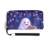 Jubonexis Cartoon Flying Ghost Playing The Violin PU Leather Clutch Long Bifold Wallet, Coin Purse Credit Pass Case, Durable Card-Holder Money Storage for Women Men