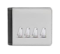Jubonexis Cartoon Ghosts Walking in A Line Soft PU Leather Bifold Wallet, Coin Purse Credit Pass Case, Durable Card-Holder Slim Billfold for Men Woman Money Storage