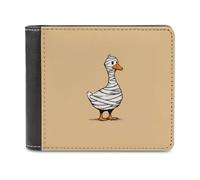 Jubonexis Cartoon Goose in A Mummy Costume Soft PU Leather Bifold Wallet, Coin Purse Credit Pass Case, Durable Card-Holder Slim Billfold for Men Woman Money Storage