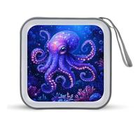 Jubonexis Cartoon Octopus Glowing Tentacles CD Case DVD Storage Case Portable for Car Home Travel