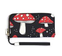 Jubonexis Cartoon Red and White Spotted Mushrooms PU Leather Clutch Long Bifold Wallet, Coin Purse Credit Pass Case, Durable Card-Holder Money Storage for Women Men