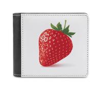 Jubonexis Cartoon Style Strawberry Soft PU Leather Bifold Wallet, Coin Purse Credit Pass Case, Durable Card-Holder Slim Billfold for Men Woman Money Storage