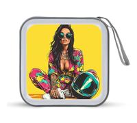 Jubonexis Cartoon Woman in Colorful Jumpsuit CD Case DVD Storage Case Portable