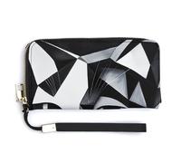 Jubonexis Cat Black and White Abstract Art PU Leather Clutch Long Bifold Wallet, Coin Purse Credit Pass Case, Durable Card-Holder Money Storage for Women Men