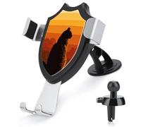 Jubonexis Cat Silhouette Abstract Sunset Modern Car Phone Holder Mount Triangle Clip Base Air Vent Cell Phone Car Mount Automotive Accessories for 4-6 Inches Cell Smartphones