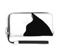 Jubonexis Cat Silhouette Minimalist PU Leather Clutch Long Bifold Wallet, Coin Purse Credit Pass Case, Durable Card-Holder Money Storage for Women Men