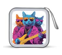 Jubonexis Cats Playing Together CD Case DVD Storage Case Portable for Car Home Travel