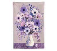 Jubonexis Ceramic Vase with Lavender Anemones Tapestry Polyester Aesthetic Wall Hanging Bedroom Living Room Dorm Decor 40"x60"