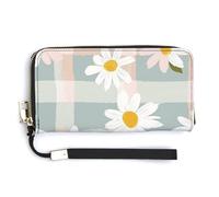Jubonexis Chamomile Flowers PU Leather Clutch Long Bifold Wallet, Coin Purse Credit Pass Case, Durable Card-Holder Money Storage for Women Men