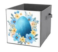 Jubonexis Charming Watercolor Cute Blue Egg Cube Storage Bins Storage Cubes Foldable Decorative Fabric Storage Baskets Home Organizers with Handles for Shelves,Closet, 27x27 CM