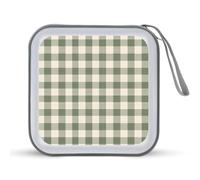 Jubonexis Check Pattern in Cream and Sage Vintage Cottage CD Case DVD Storage Case Portable for Car Home Travel