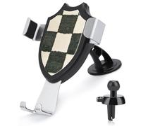 Jubonexis Checkered Pattern Olive Green And Ivory Wool Car Phone Holder Mount Triangle Clip Base Air Vent Cell Phone Car Mount Automotive Accessories for 4-6 Inches Cell Smartphones