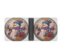 Jubonexis Cheerful Snowman Wearing Winter Hat Soft PU Leather Bifold Wallet, Coin Purse Credit Pass Case, Durable Card-Holder Slim Billfold for Men Woman Money Storage