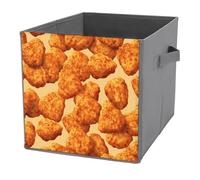 Jubonexis Chicken Nuggets Cube Storage Bins Storage Cubes Foldable Decorative Fabric Storage Baskets Home Organizers with Handles for Shelves,Closet, 27x27 CM