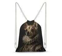 Jubonexis Chihuahua Dog Dressed As An English Princess Drawstring Backpack Canvas String Bag Lightweight Sports Gym Bag for Men Women