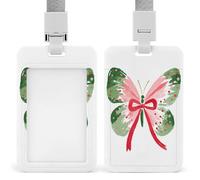 Jubonexis Christmas Butterfly with Red Velvet Bow ID Badge Holder Retractable Clip Card Holder Card Protector Name Badge Name Tag for Work Office Doctor Nurse