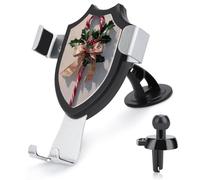 Jubonexis Christmas Candy Cane with Holly Bow Car Phone Holder Mount Triangle Clip Base Air Vent Cell Phone Car Mount Automotive Accessories for 4-6 Inches Cell Smartphones