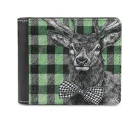 Jubonexis Christmas Elk with Black White Checkered Bow Soft PU Leather Bifold Wallet, Coin Purse Credit Pass Case, Durable Card-Holder Slim Billfold for Men Woman Money Storage