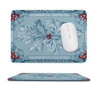 Jubonexis Christmas Floral Holly Leaves Berries Vintage Mouse Pad, Small Office Computer Mouse Pads for Desk Laptop with Non-Slip Rubber Base Mouse Mat, Gaming Mouse Pads