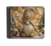 Jubonexis Christmas Gnome Wearing Golden Crown Soft PU Leather Bifold Wallet, Coin Purse Credit Pass Case, Durable Card-Holder Slim Billfold for Men Woman Money Storage