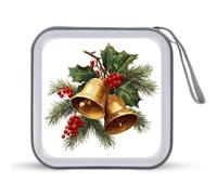 Jubonexis Christmas Golden Bells Evergreen Tree CD Case DVD Storage Case Portable for Car Home Travel