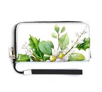 Jubonexis Christmas Greenery with Holly Mistletoe Snow PU Leather Clutch Long Bifold Wallet, Coin Purse Credit Pass Case, Durable Card-Holder Money Storage for Women Men