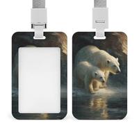 Jubonexis Christmas Polar Bears ID Badge Holder Retractable Clip Card Holder Card Protector Name Badge Name Tag for Work Office Doctor Nurse