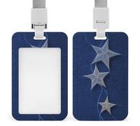 Jubonexis Christmas Star on Blue Minimalistic ID Badge Holder Retractable Clip Card Holder Card Protector Name Badge Name Tag for Work Office Doctor Nurse