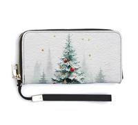 Jubonexis Christmas Tree in The Forest PU Leather Clutch Long Bifold Wallet, Coin Purse Credit Pass Case, Durable Card-Holder Money Storage for Women Men