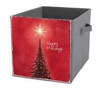 Jubonexis Christmas Tree Top Star Glowing Cube Storage Bins Storage Cubes Foldable Decorative Fabric Storage Baskets Home Organizers with Handles for Shelves,Closet, 27x27 CM