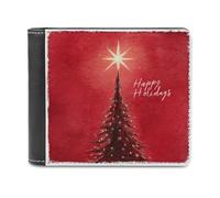 Jubonexis Christmas Tree Top Star Glowing Soft PU Leather Bifold Wallet, Coin Purse Credit Pass Case, Durable Card-Holder Slim Billfold for Men Woman Money Storage