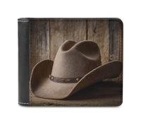 Jubonexis Classic Cowboy Hat Western Country Soft PU Leather Bifold Wallet, Coin Purse Credit Pass Case, Durable Card-Holder Slim Billfold for Men Woman Money Storage