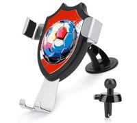 Jubonexis Classic Red White And Blue Soccer Ball Car Phone Holder Mount Triangle Clip Base Air Vent Cell Phone Car Mount Automotive Accessories for 4-6 Inches Cell Smartphones