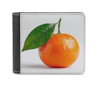 Jubonexis Clementine with A Green Leaf Soft PU Leather Bifold Wallet, Coin Purse Credit Pass Case, Durable Card-Holder Slim Billfold for Men Woman Money Storage