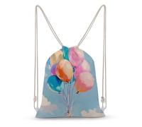 Jubonexis Cluster of Lavender Yellow Pink Orange Balloons Drawstring Backpack Canvas String Bag Lightweight Sports Gym Bag for Men Women