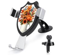 Jubonexis Coffee Mug with Fall Flowers Car Phone Holder Mount Triangle Clip Base Air Vent Cell Phone Car Mount Automotive Accessories for 4-6 Inches Cell Smartphones