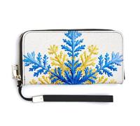 Jubonexis Color Christmas Snowflake Blue Yellow Purple PU Leather Clutch Long Bifold Wallet, Coin Purse Credit Pass Case, Durable Card-Holder Money Storage for Women Men
