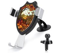 Jubonexis Colored Glass Autumn Tree Bird Pumpkins Car Phone Holder Mount Triangle Clip Base Air Vent Cell Phone Car Mount Automotive Accessories for 4-6 Inches Cell Smartphones