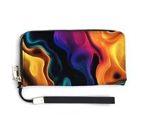 Jubonexis Colorful Abstract Liquid PU Leather Clutch Long Bifold Wallet, Coin Purse Credit Pass Case, Durable Card-Holder Money Storage for Women Men