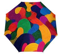 Jubonexis Colorful Abstract Pattern Folding Umbrella 3 Folds Auto Windproof Travel Umbrellas Strong Lightweight Umbrellas for Outdoor Sun & Rain